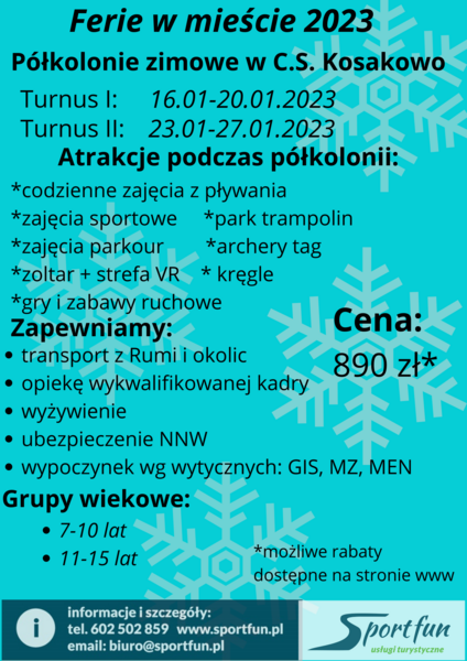 Plakat ferii zimowych 2023